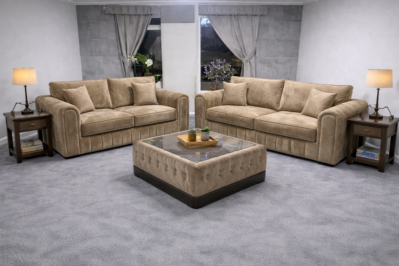 Alaska Sofa — 3 + 2 Seater Set Mink Velvet