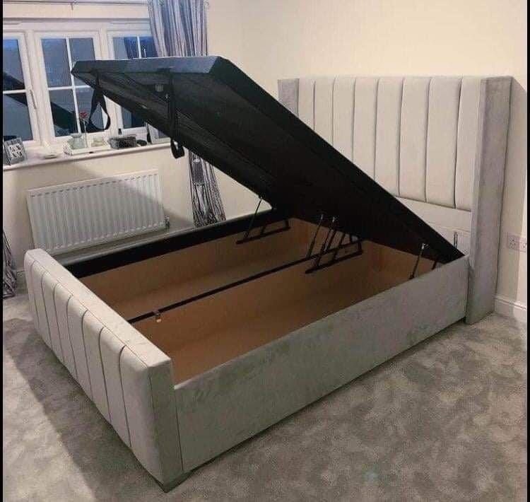 Grey Ottoman Lift-Up Storage Bed
