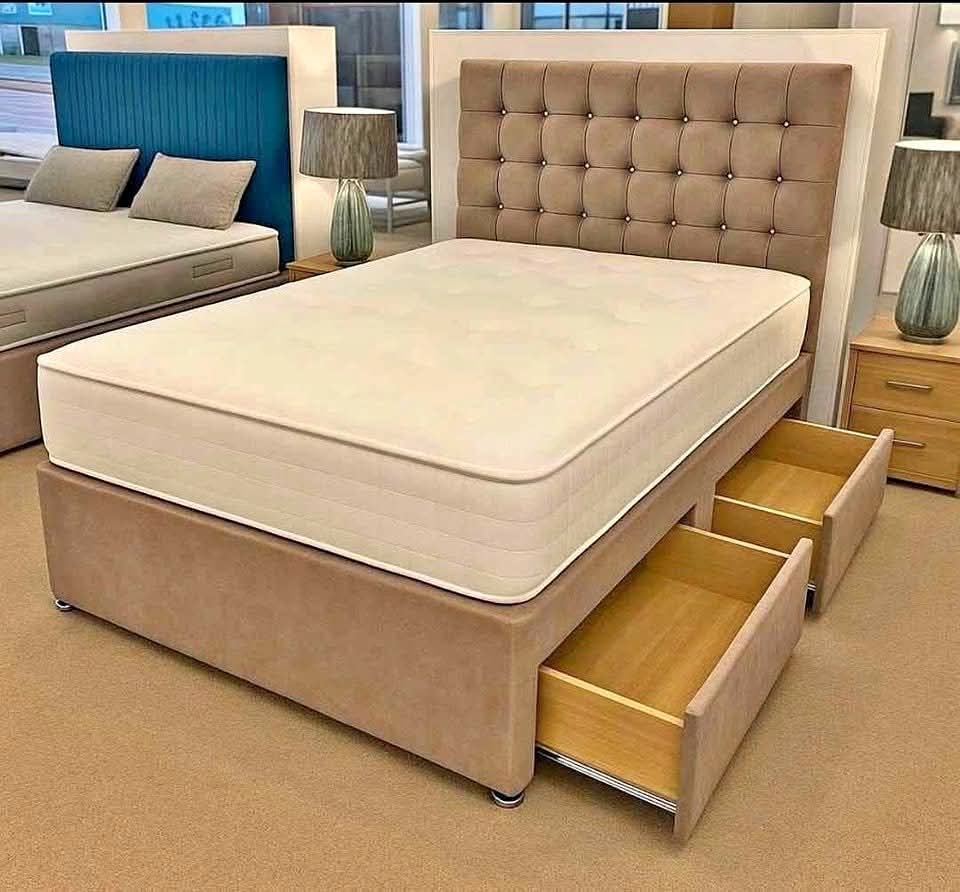 Mink Chesterfield Divan Double Bed