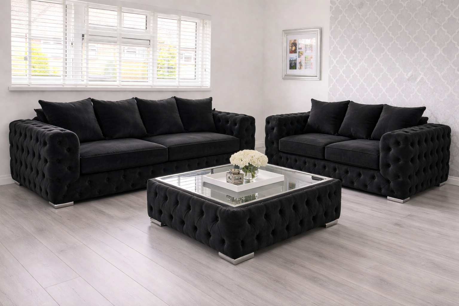 Chesterfield 3 + 2 Set — Black Velvet