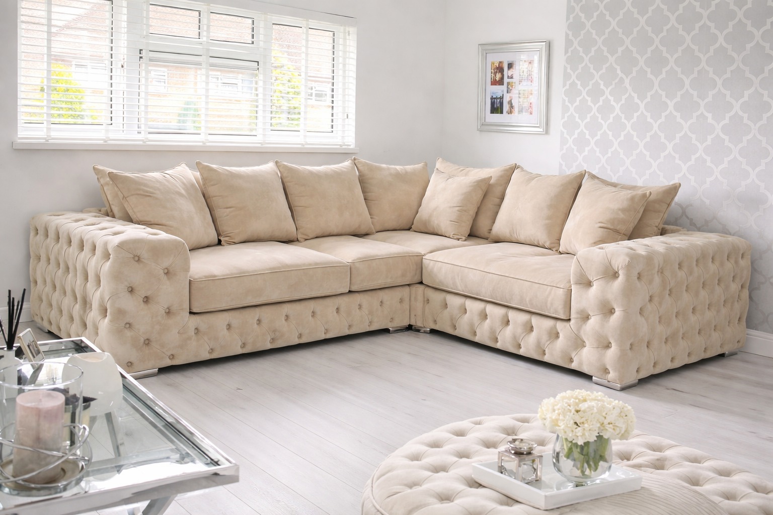 Chesterfield 2C2 Corner — Cream Velvet