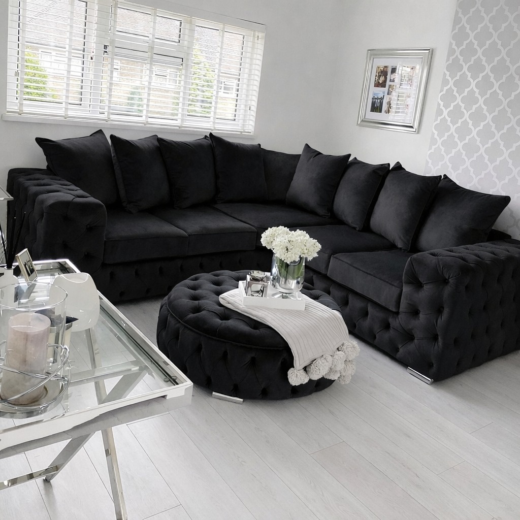Chesterfield Corner Suite — Black Velvet