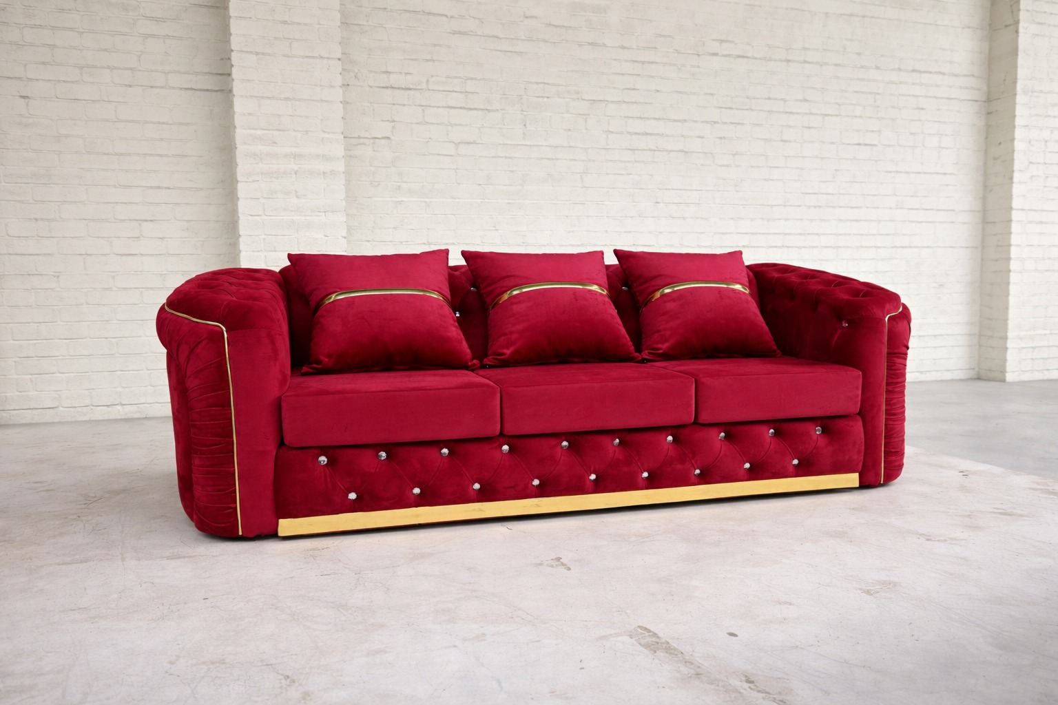 Dylan Sofa — 3 Seater Red Velvet