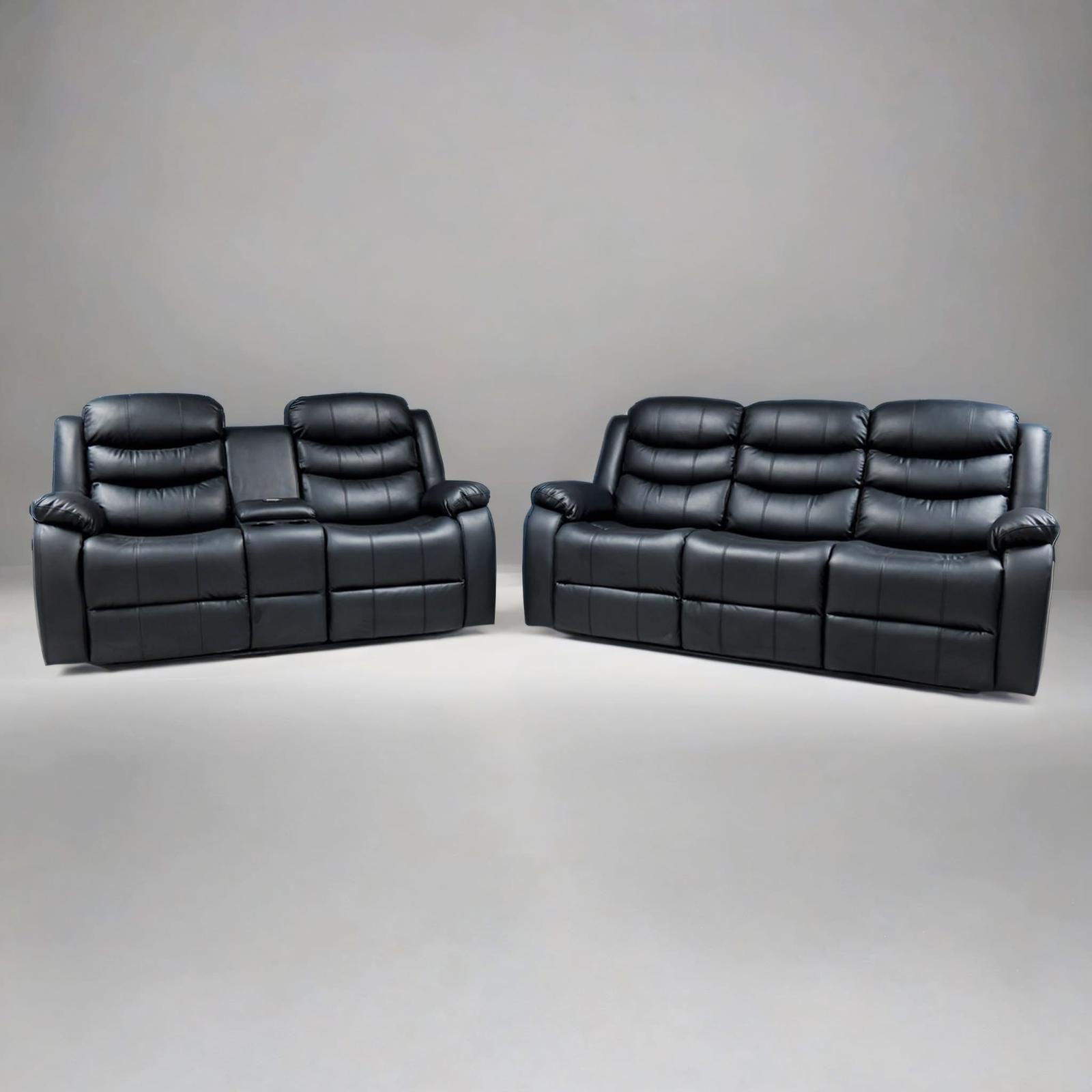 Roma Recliner 3 + 2 Set — Black