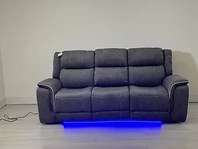 Roma Recliner 3 Seater — Black with LED