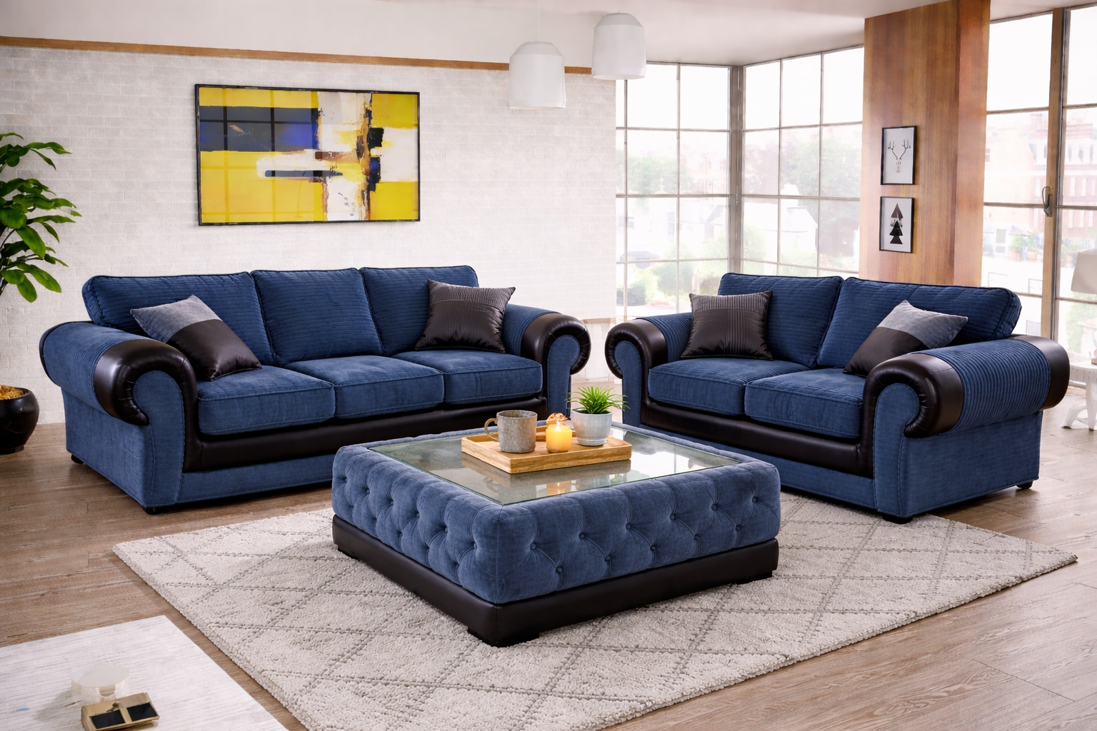 Tango 3 + 2 Seater Set — Royal Blue Fabric