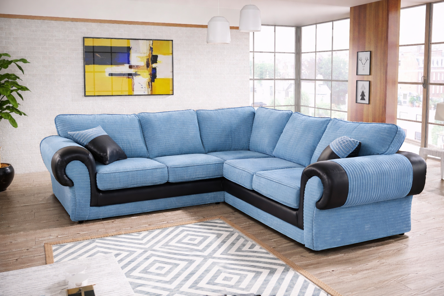 Tango 2C2 Corner Sofa — Sky Blue Fabric