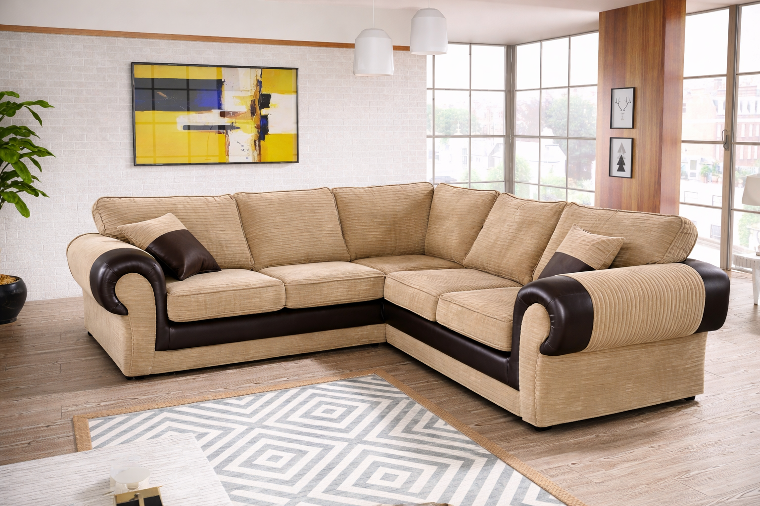 Tango 3x3 Corner Sofa — Beige Jumbo Cord