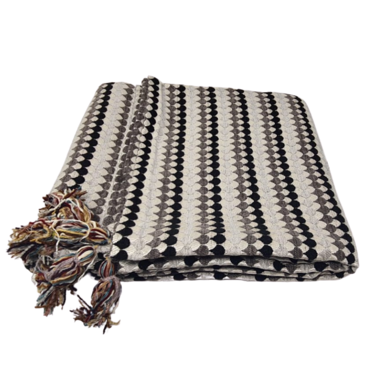 Monochrome Dot Tasselled Throw