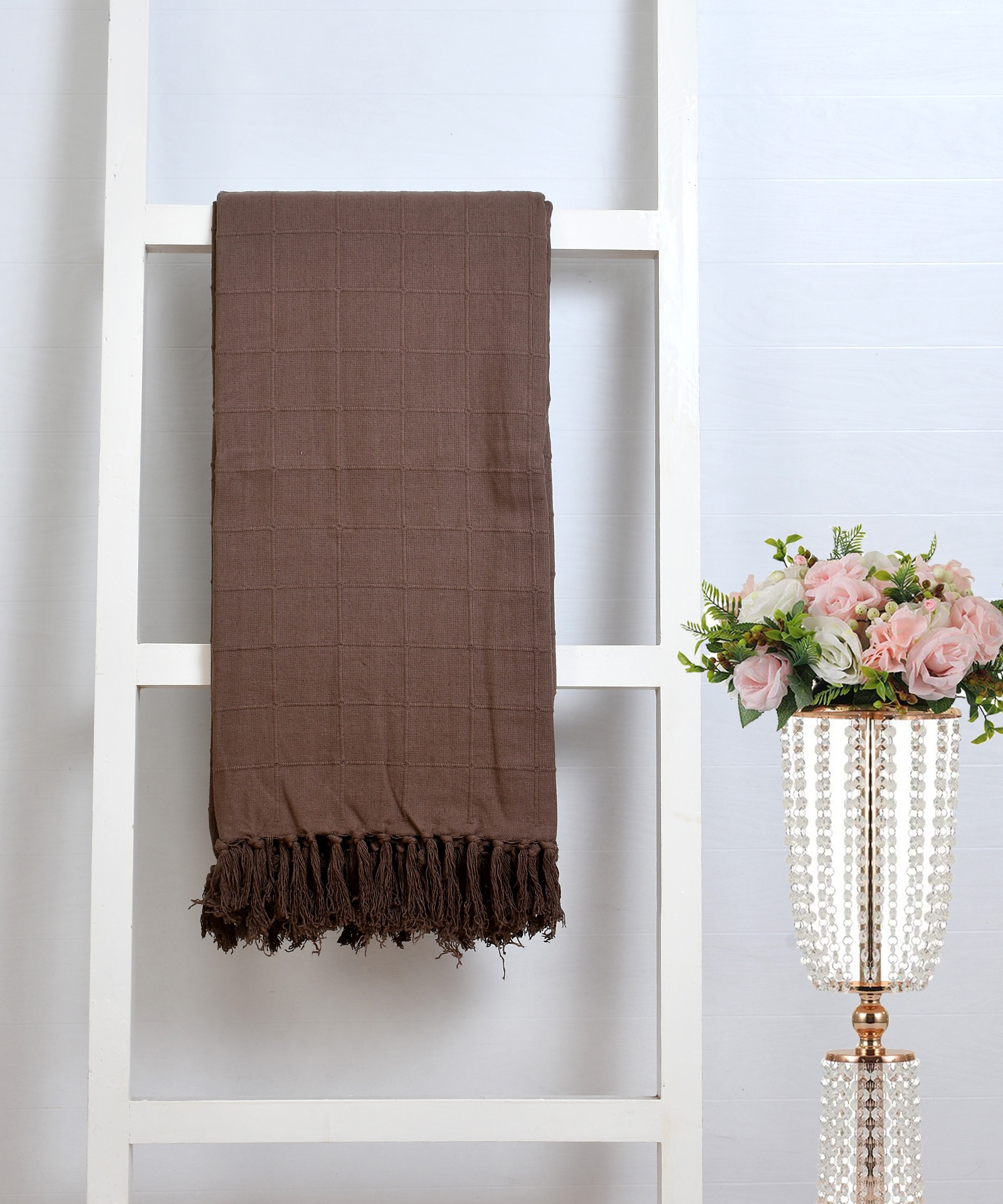 Button Weave Chocolate Throw