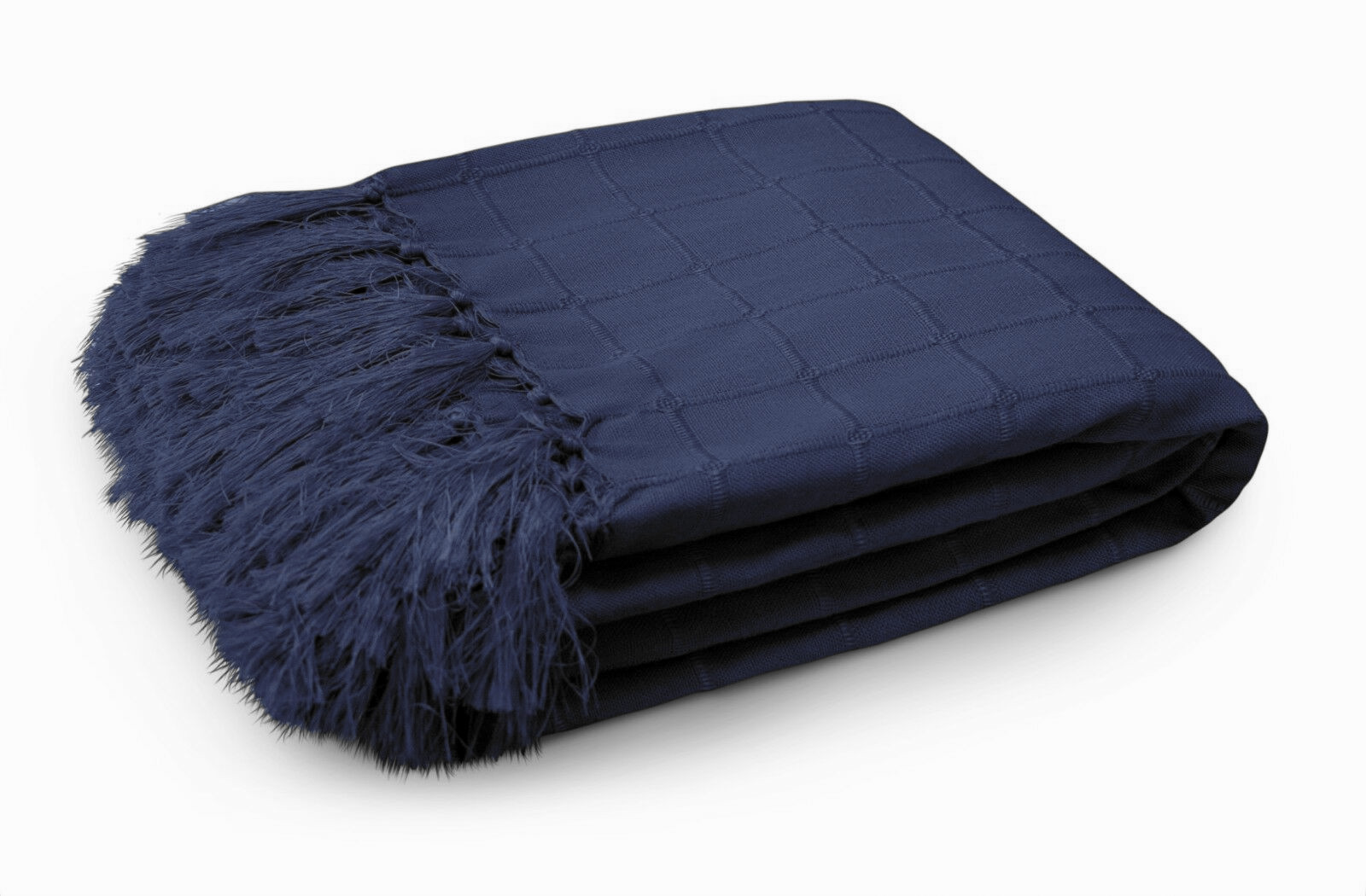 Navy Fringe Throw