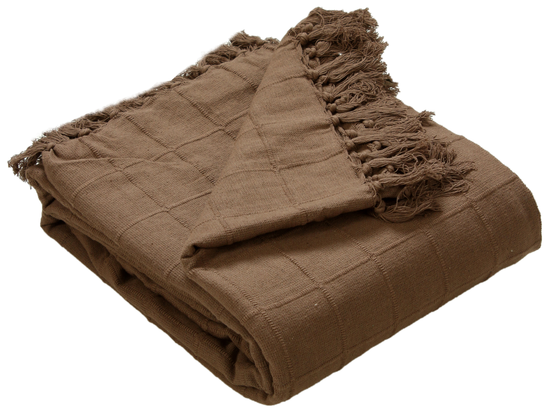 Walnut Taupe Fringed Throw