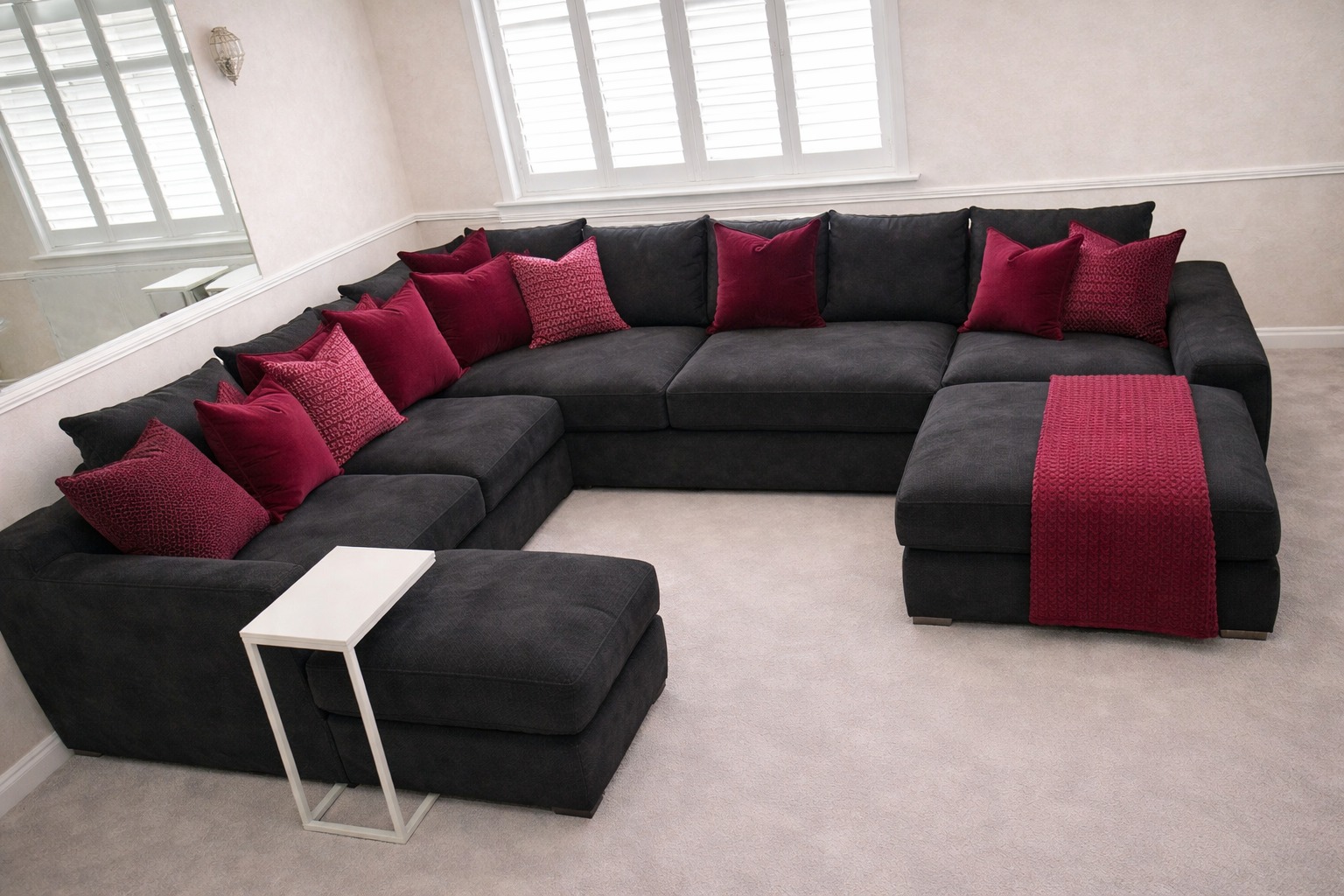 U Shape Sofa — Black Chenille