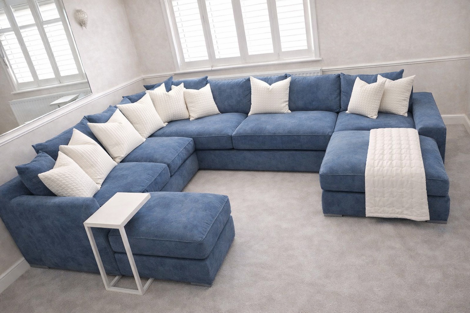U Shape Sofa — Denim Blue Chenille