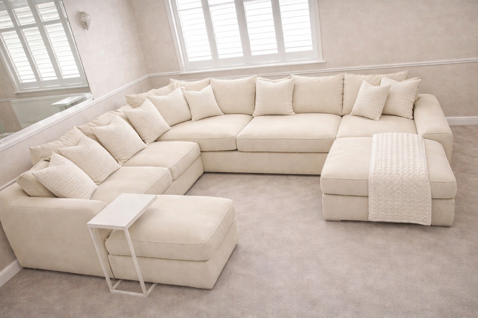 U Shape Sofa — Cream Chenille