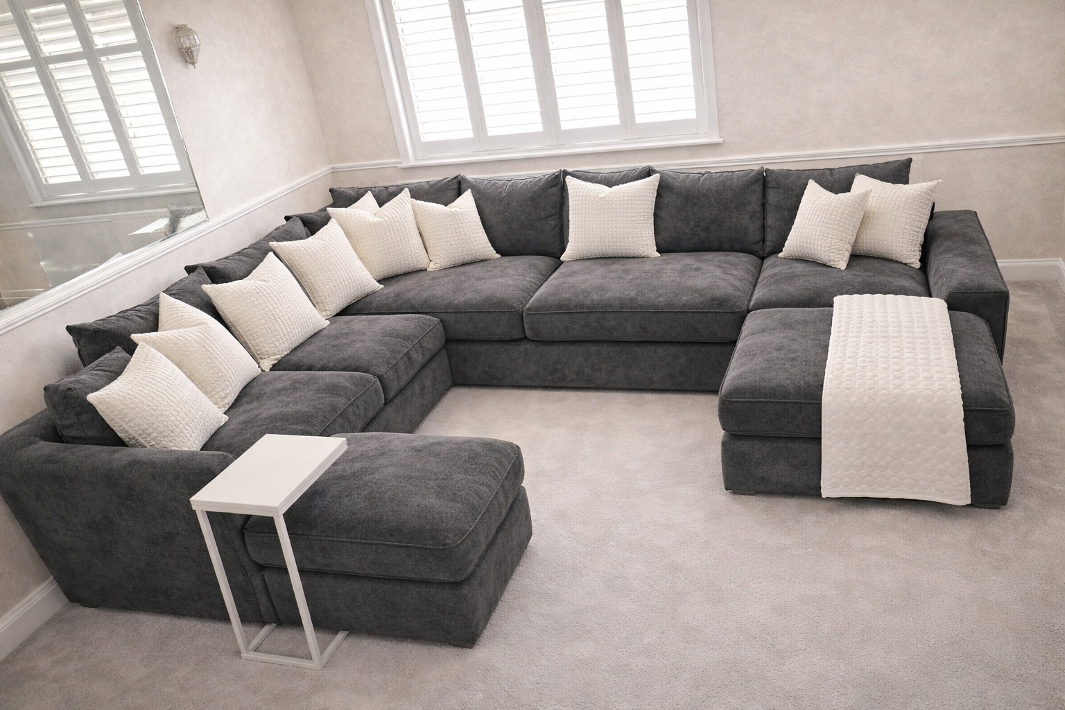 U Shape Sofa — Dark Grey Chenille