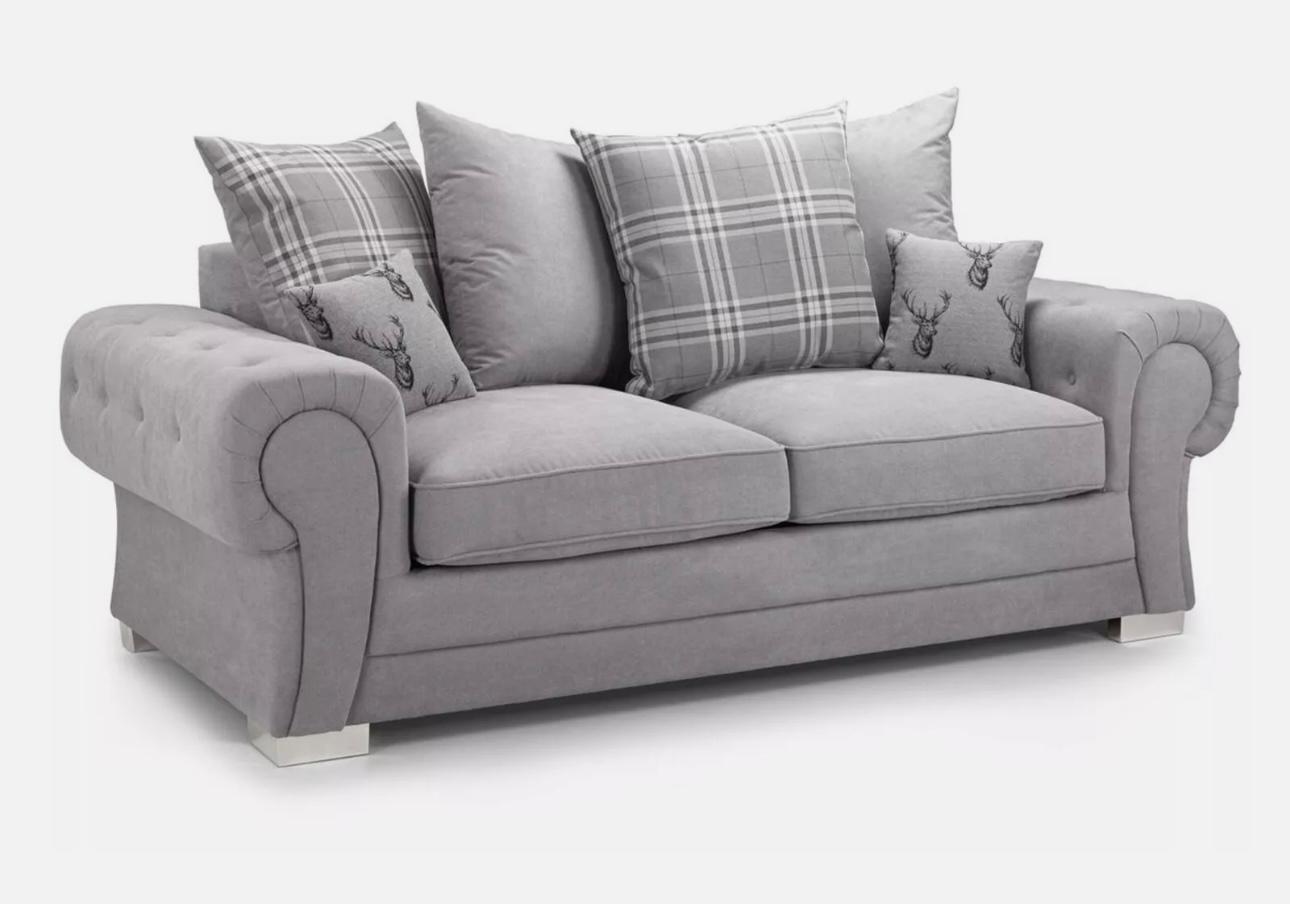 Veronica 2 Seater — Silver Grey Check