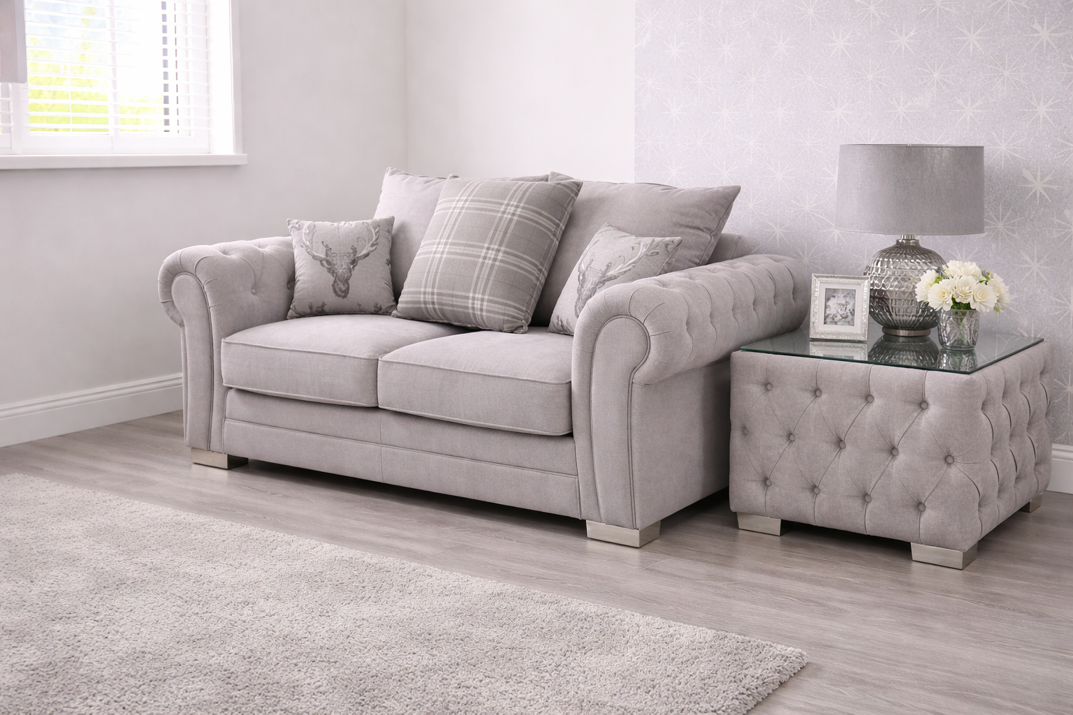 Veronica 2 Seater — Silver Plush